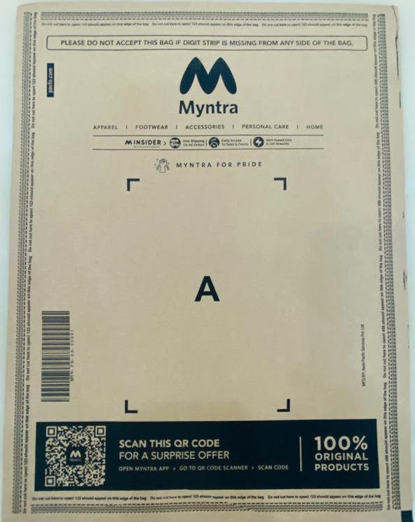 Myntra Branded Paper Pouches Size A (13 X 14.7)